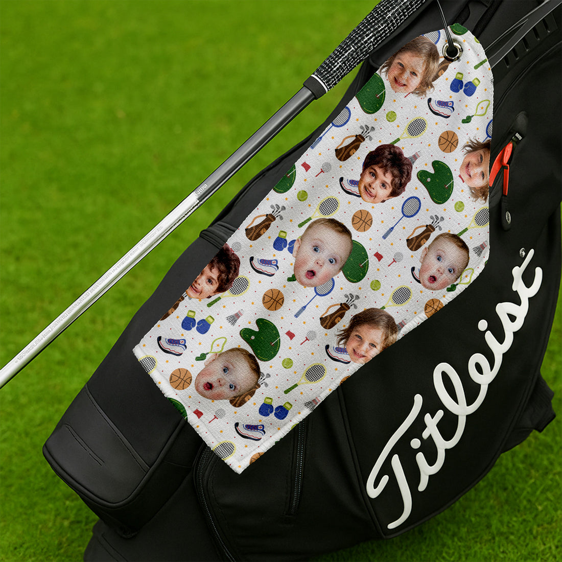 Custom Golf Towel With Kids Photo, Cool Golf Towels, Dad Golf Gift, Christmas Golf Gift