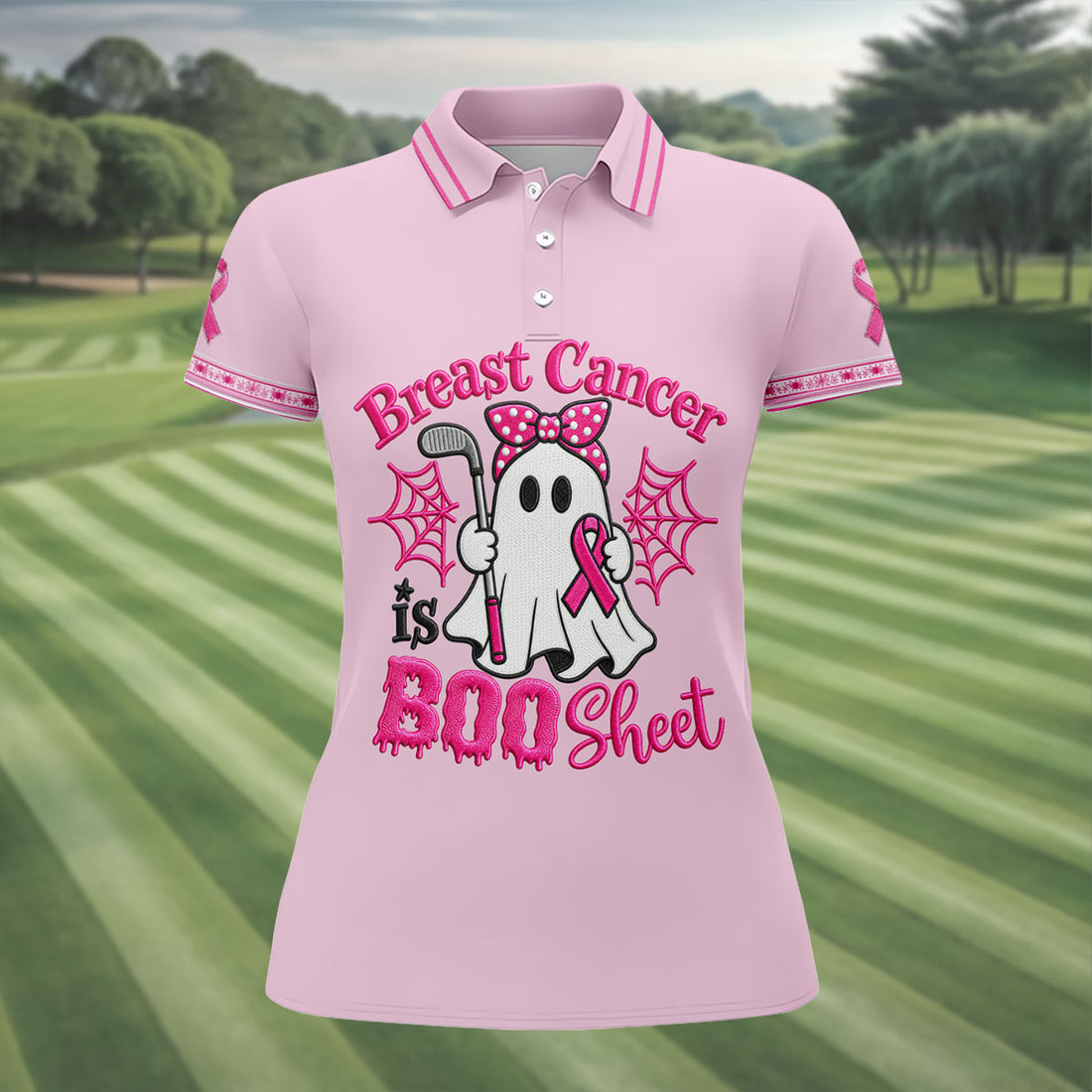 Breast Cancer Is Boo Sheet Ghost Polo Shirt, Women's Sleeveless Golf Shirt, Ladies Golf Top