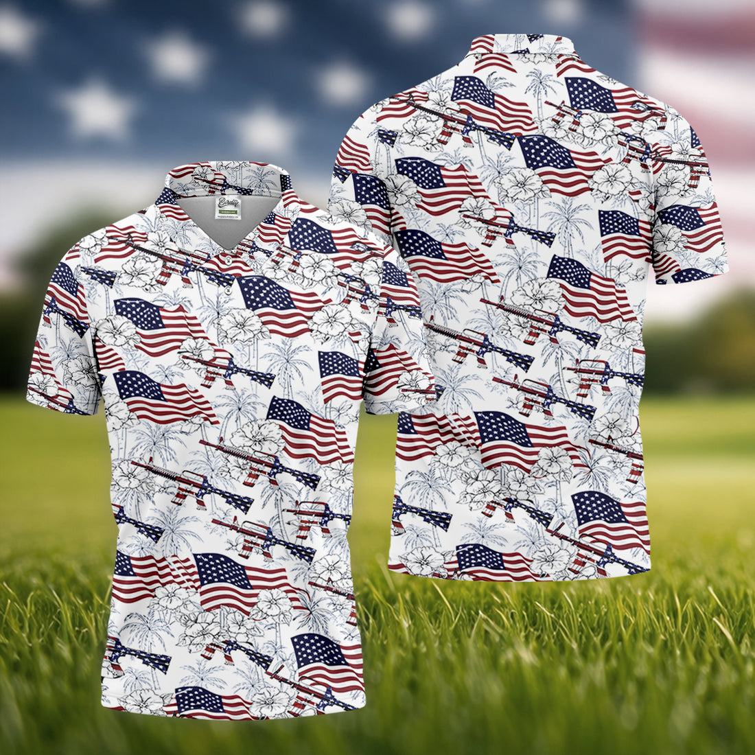 Hawaiian American Golf Tops For Men, 250th Anniversary Patriotic Golf Shirt, Polo Shirts For Men