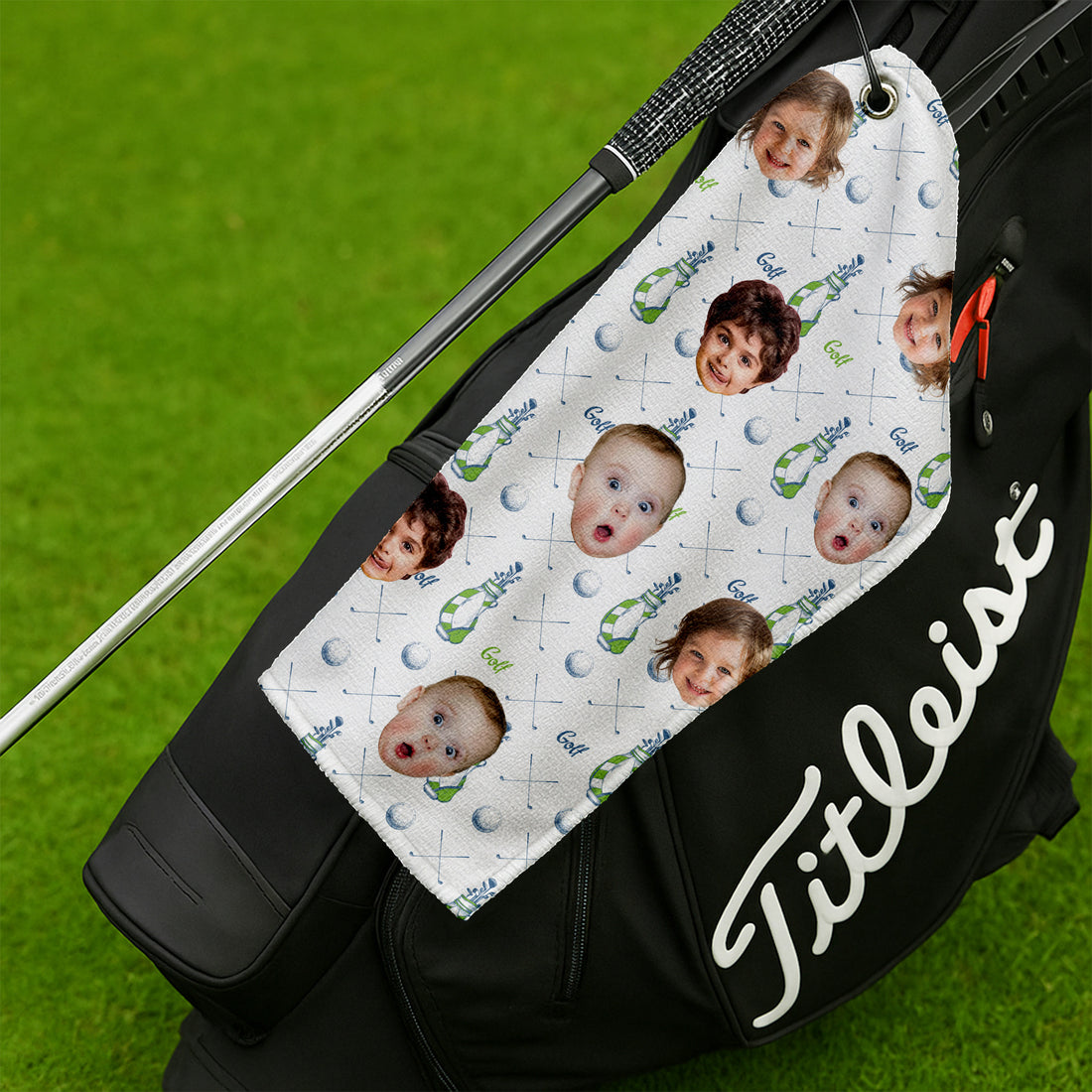 Custom Golf Towel With Kids Photo, Cool Golf Towel, Gifts For The Golfing Dad, Christmas Golf Gift