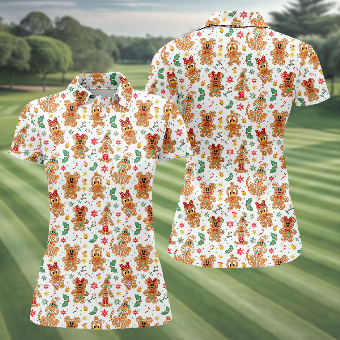 Funny Gingerbread Christmas Golf Shirt, Cute Women's Golf Clothes, Ladies Golf Shirts, Christmas Golf Gift