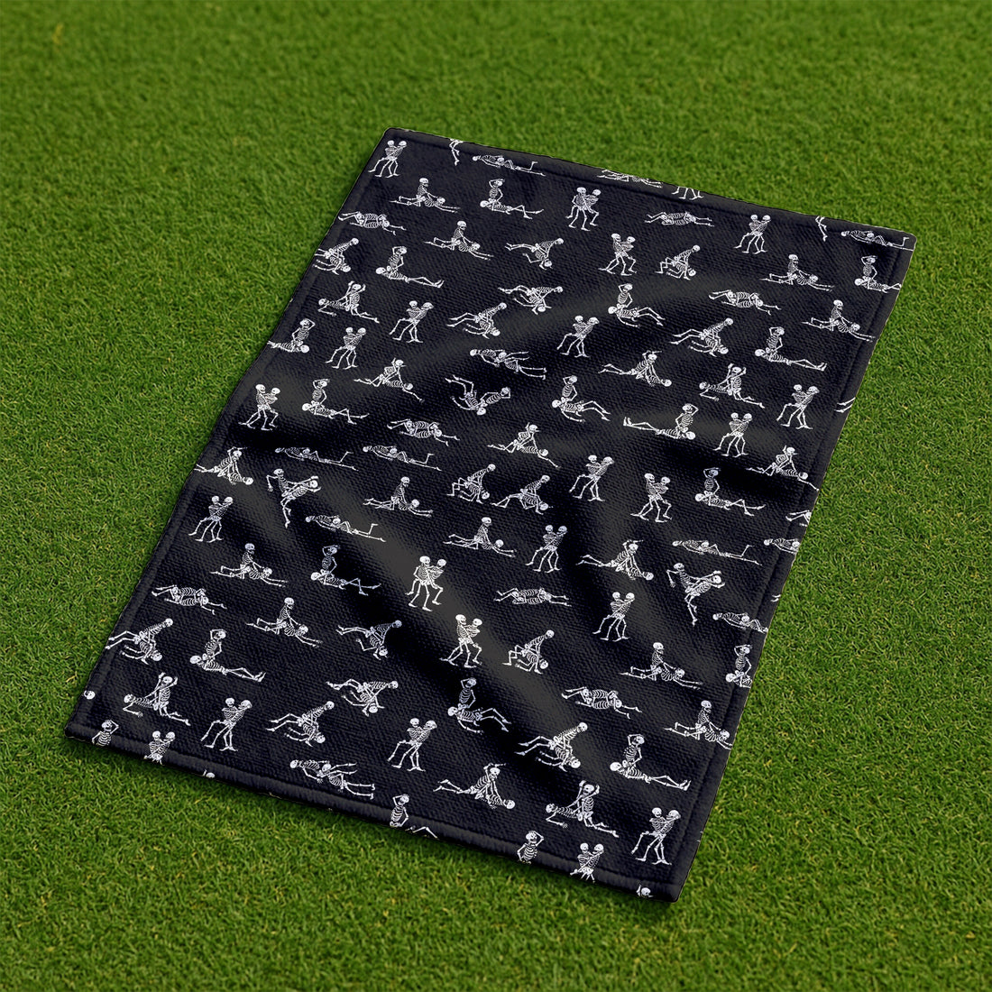 Funny Skeleton Black Golf Towel, Unique Gift For Golfer, Christmas Golf Gift, Golf Accessories