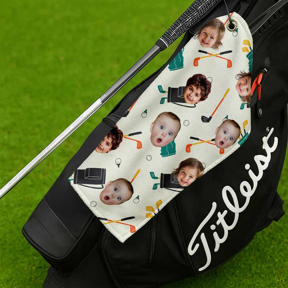 Custom Golf Towel With Kids Photo, Cool Golf Towel, Gifts For The Golfing Dad