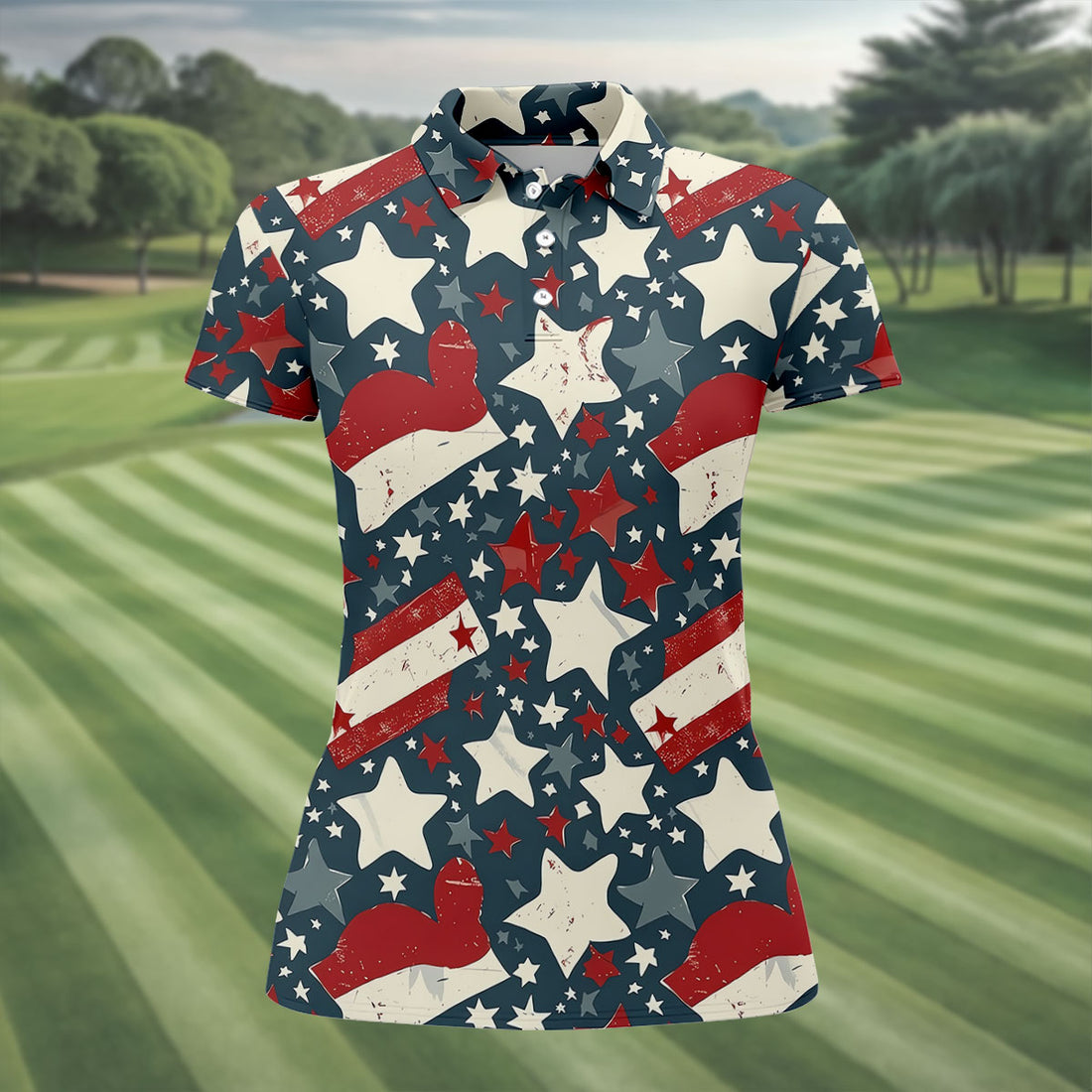 Distressed Texas Flag Golf Shirt, 250 Years Patriotic 4th Of July Golf Shirt For Women