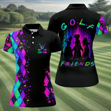 Custom Name Golf Friends Halloween Golf Polo Shirt, Horror Character, Golf Shirts For Women