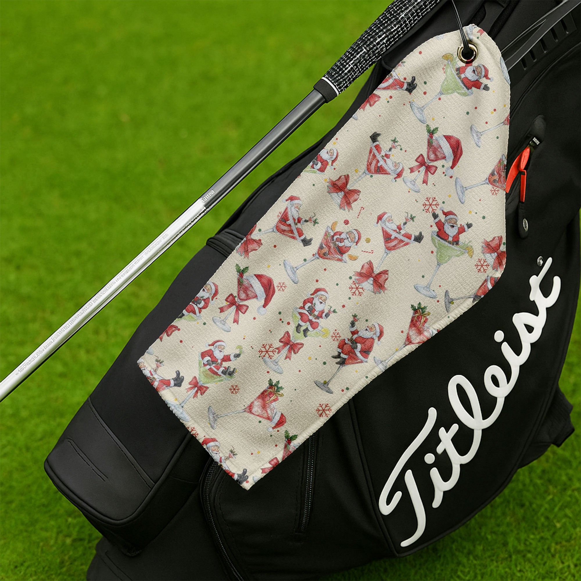 Santa Claus Margarita Christmas Golf Towels, Dad Golf Gift
