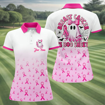 Personalized Breast Cancer Is Boo Sheet Ghost Shirt, Women’s Golf Polo, Ladies Golf Top
