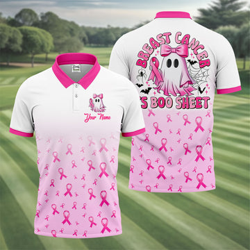 Personalized Breast Cancer Is Boo Sheet Ghost Shirt, Polo Shirts For Men, Mens Golf Shirts