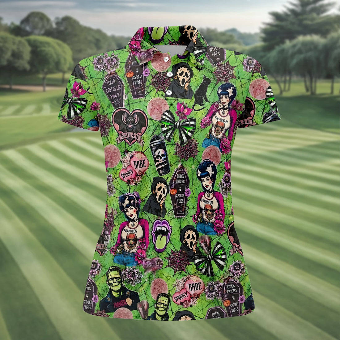 Halloween Horror Character Golf Polo Shirt, Womens Golf Polo, Golf Shirts For Women