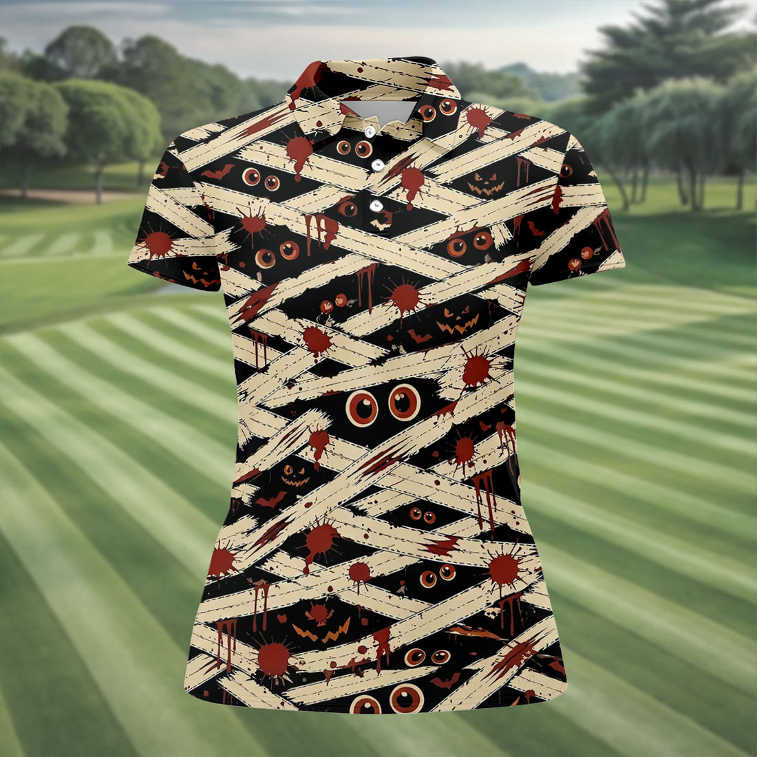 Mummy Horror Character Halloween Golf Polo Shirt, Golf Polo For Women, Women's Golf Shirt