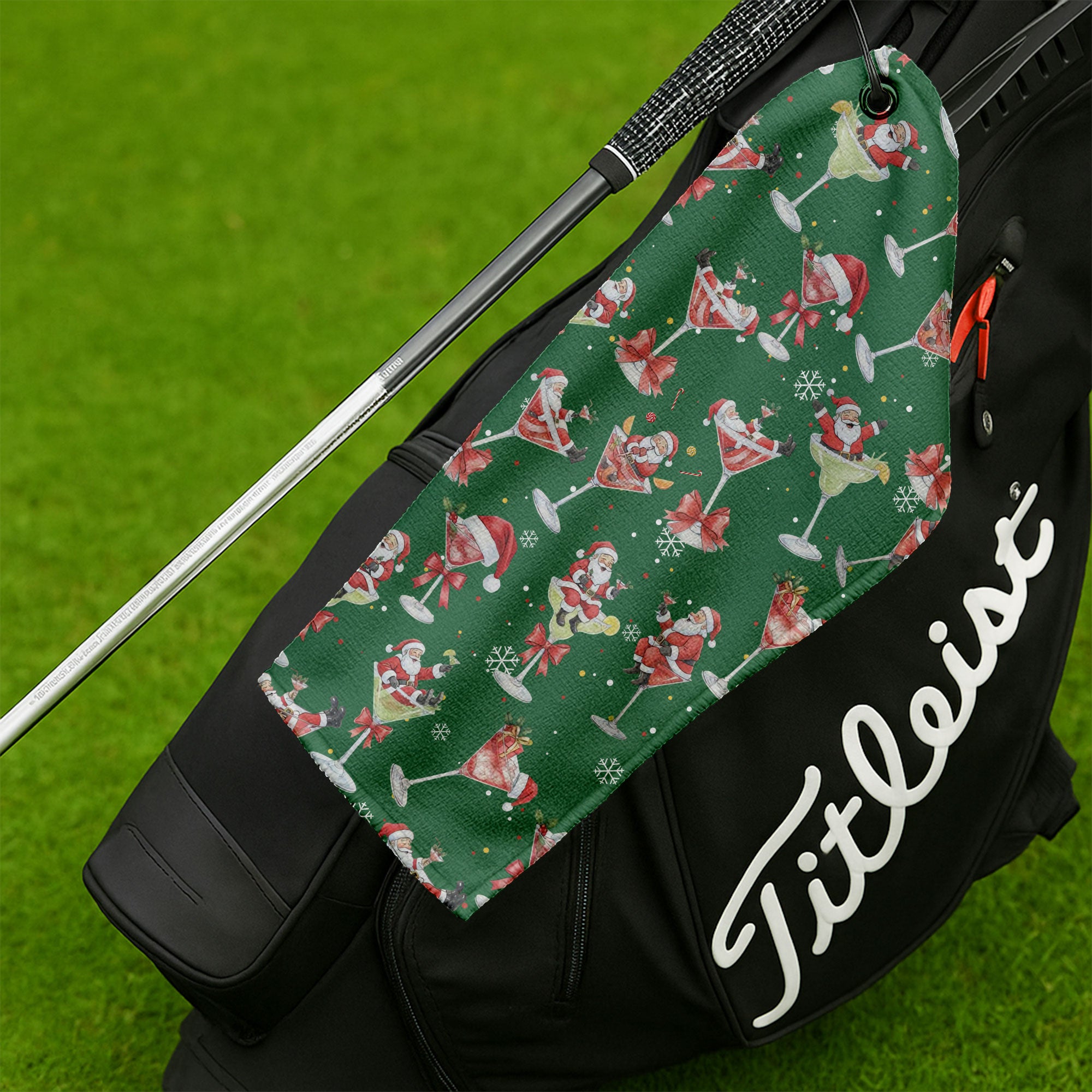Santa Claus Margarita Christmas Golf Towels, Christmas Golf Gift