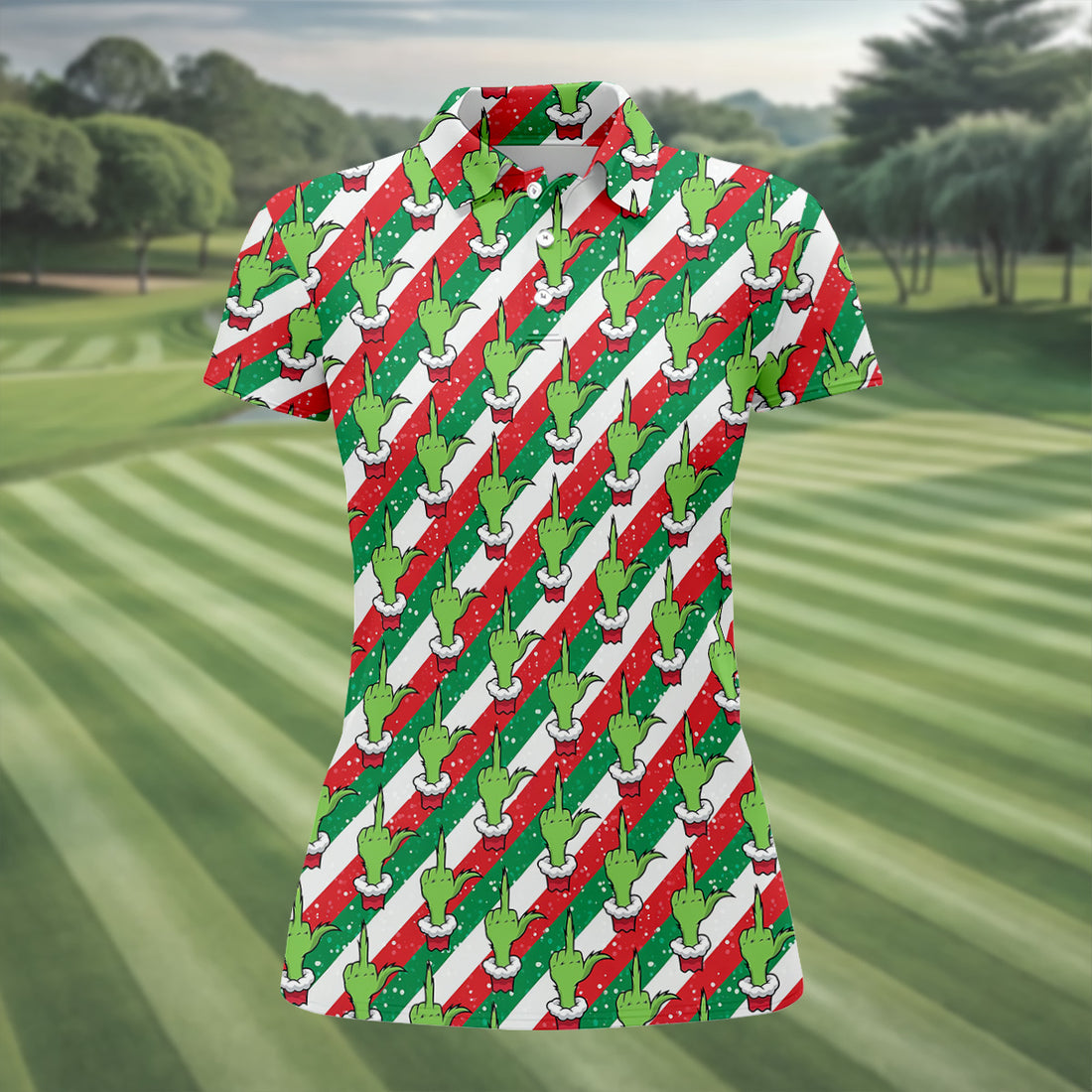 The Green Monster Dirty Finger Fun Women's Golf Shirts, Ladies Golf Polos, Christmas Golf Shirt, Golfing Apparel