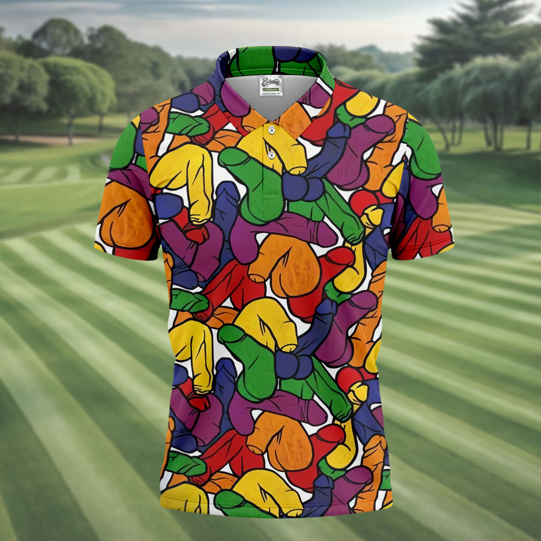 Adult Humor Pride Colors Retro Golf Shirt, LGBTQ Month Men's Funny Golf Shirts