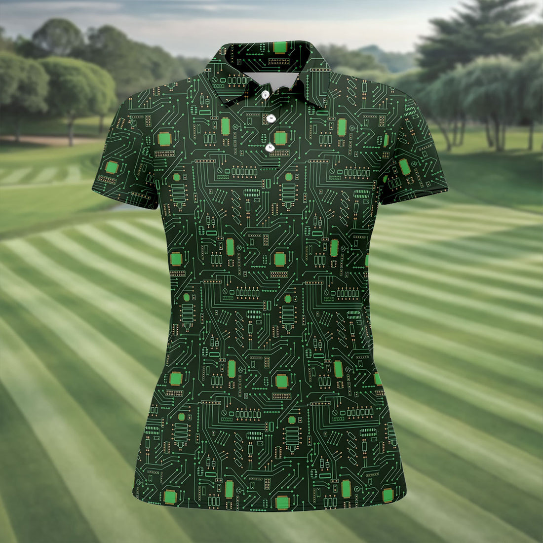 Computer Circuit Board Hawaiian Golf Shirt, Coder Gift Women's Golf Tops, Ladies Golf Shirts