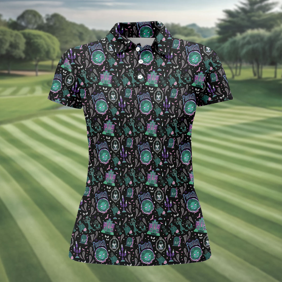 Foolish Horror Character Halloween Polo Shirt, Women's Golf Apparel, Golf Shirts For Women