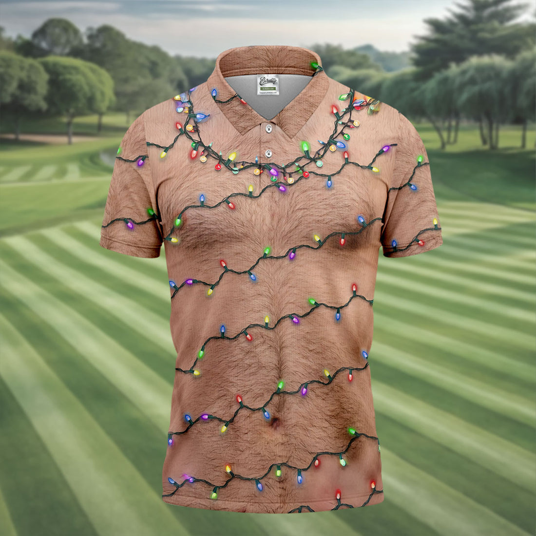 Funny Hairy Chest Men's Golf Polo Shirts, Christmas Golf Shirt, Golf Gift For Men, Polo Shirts For Men