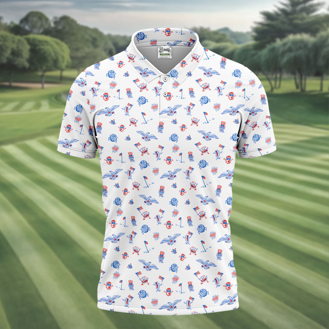 Funny Uncle Sam Eagle Golf Flag All-Over Print 4th of July, 250 Years USA Patriotic Golf Shirt, 4th Of July Golf Shirt, Golf Tops For Men, Golfing Apparel