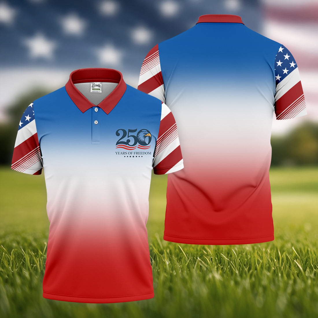 250 Years Of Freedom Eagle America Flag Golf Tops For Men, 250th Anniversary Golf Shirts For Men
