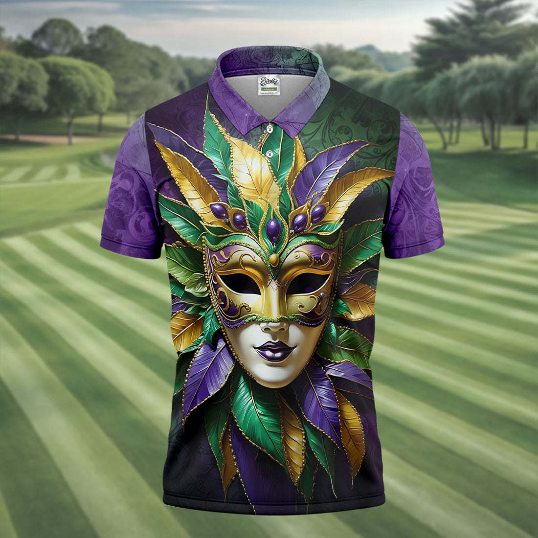 Mardi Gras Festival Mask All Over Print Golf Tops For Men, Polo Shirts For Men, Golf Shirts For Men