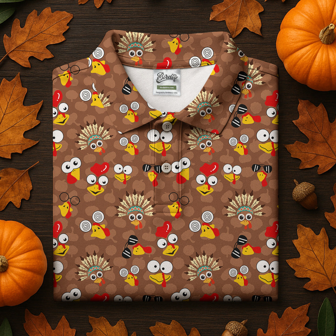 Turkey Thanksgiving Brown Golf Shirt, Fun Women's Golf Shirts, Ladies Golf Shirts, Cool Golf Gift