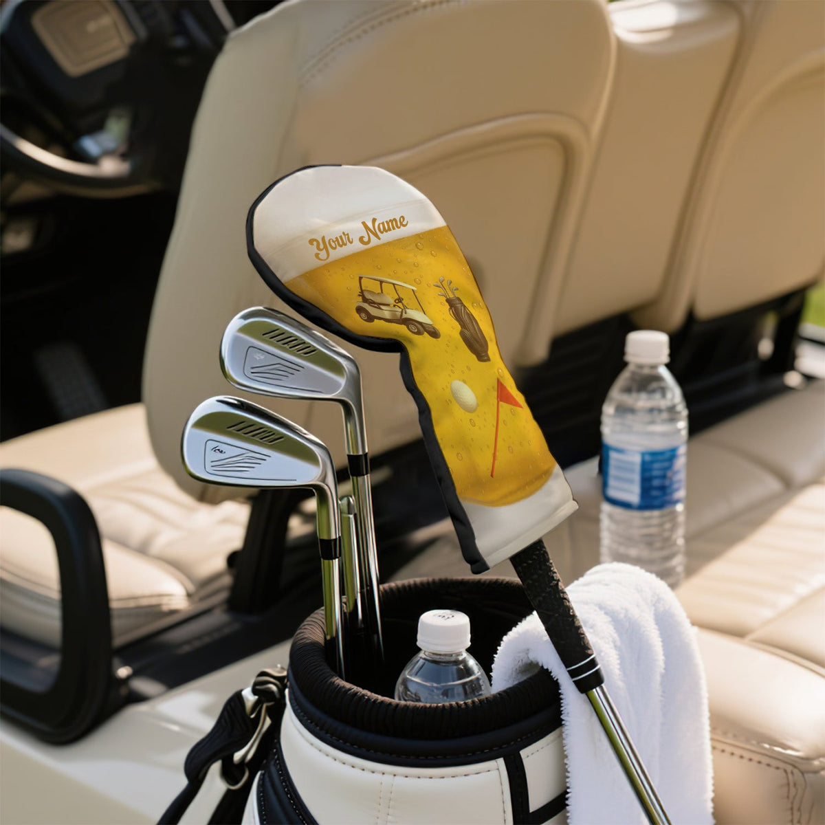Golf Cart And Beer Golf Head Cover - Funny Golf Gift For Men - View 3