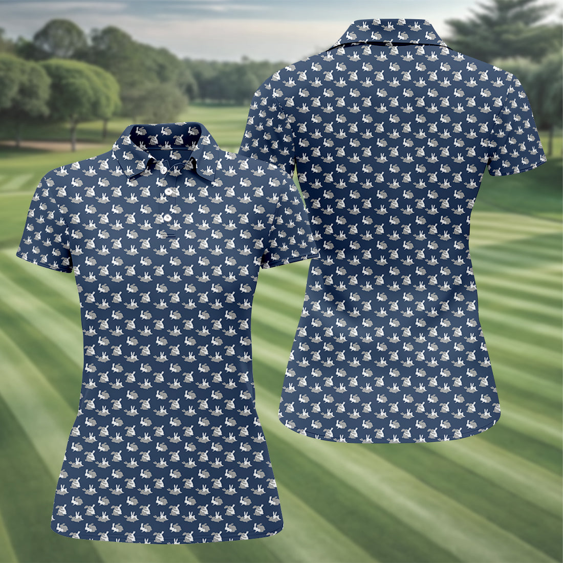 Naughty Couple Adult Humor Fun Rabbit Women's Golf Shirts, Valentines Golf Gift, Ladies Golf Polos