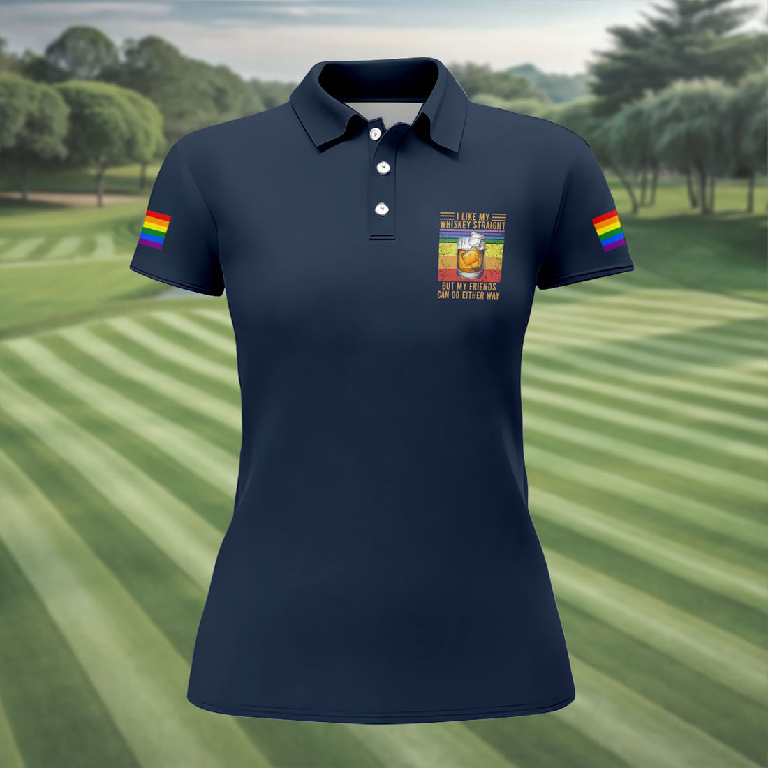 I Like My Whiskey Straight LGBT Pride Month Fun Women's Golf Shirts, LGBT Support Pride Shirt