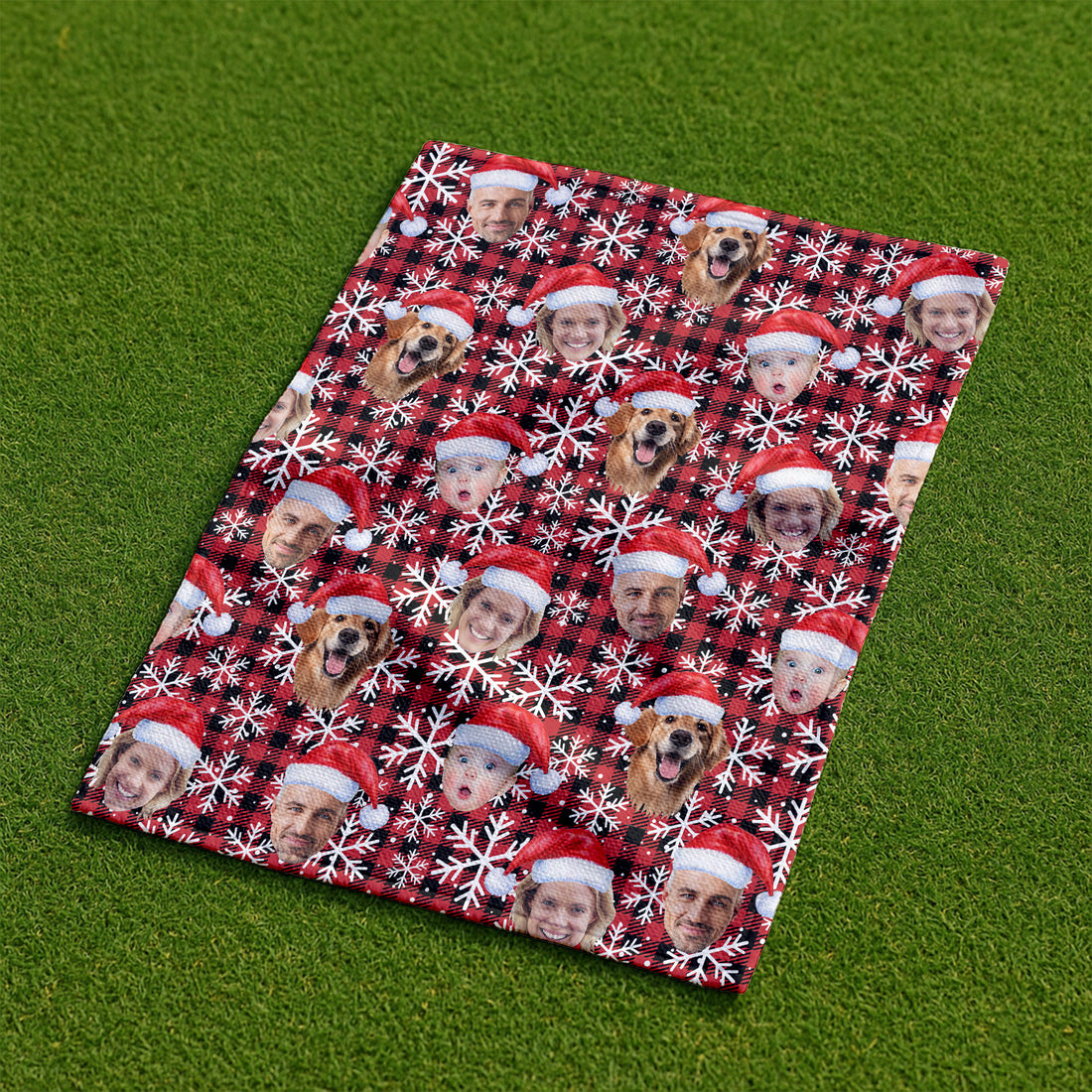Custom Face Red And Black Checkered Golf Towel, Christmas Golf Gift, Golf Gift Idea