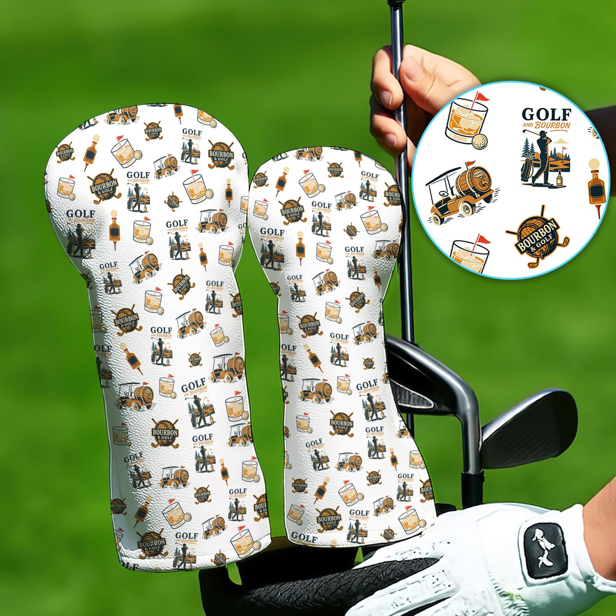 Bourbon And Golf Vintage Golf Head Cover - Funny Golf Gift