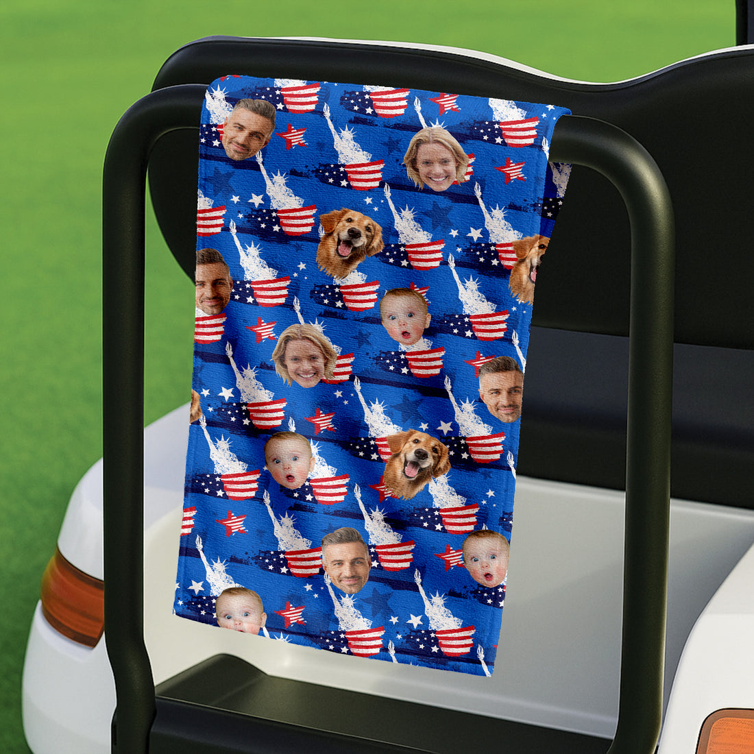 Custom Golf Towel With Kids Photo, 4th Of July Golf Rag, Cool Golf Towels, Golf Gift For Dad
