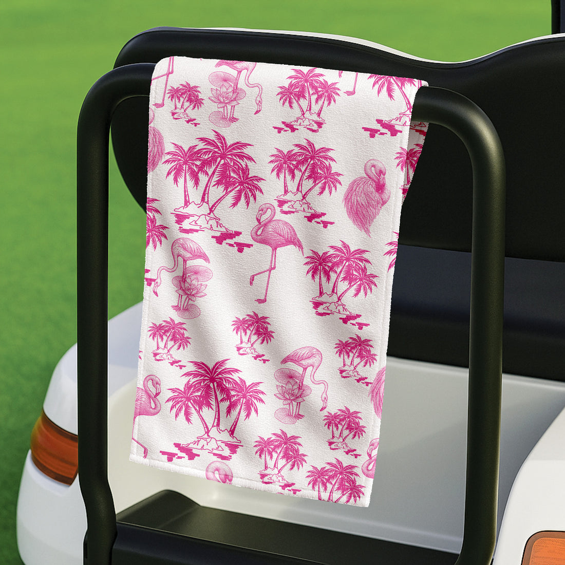 Funny Pink Flamingo Coconut Golf Towel, Golf Rag, Unique Gift Ideas For Men, Christmas Golf Gift