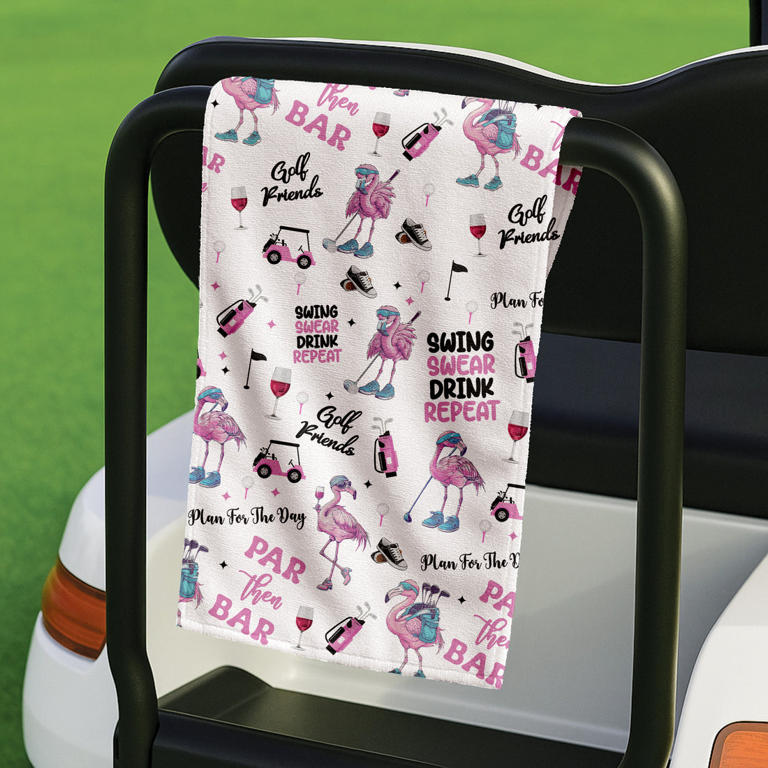 Funny Par Then Bar Flamingo Golf Towel, Golf Rag, Best Golf Towel, Christmas Golf Gift