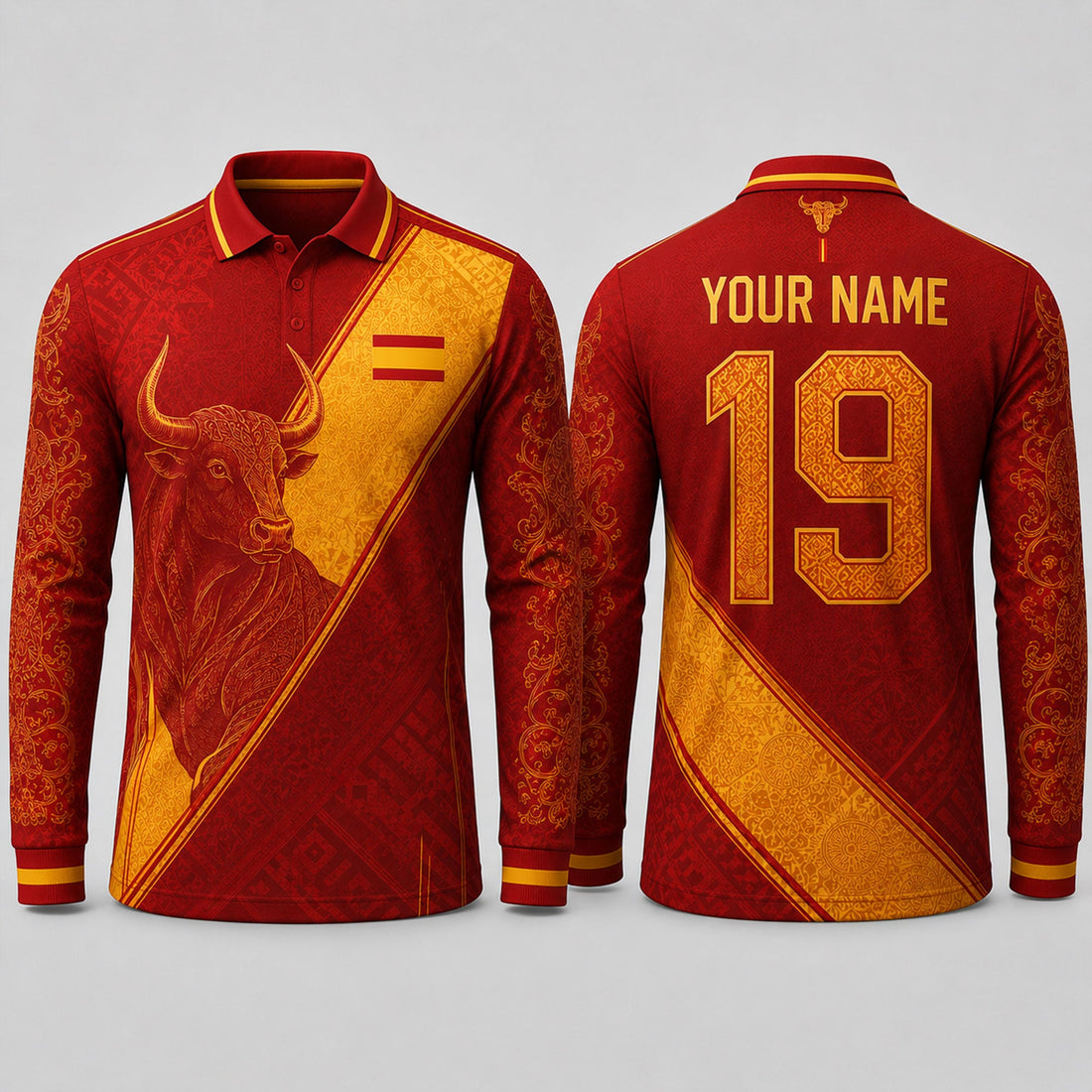 Spanish Bull Fooball Shirt, Spain Football Team V-Neck For Men, Soccer Fan Father's Day Presents