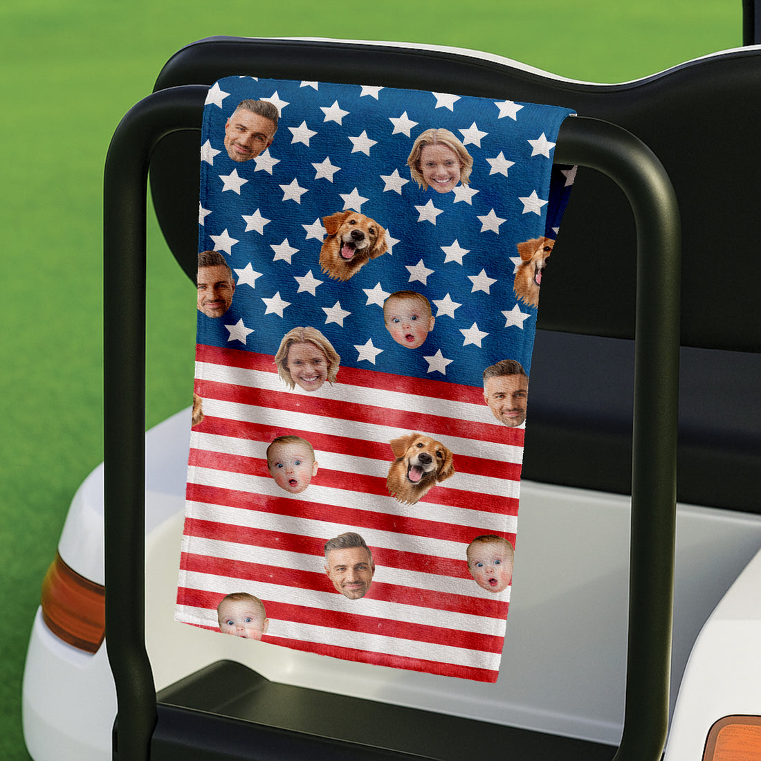 Custom Photo Microfiber Waffle Small Golf Towel, USA Flag Golf Rag, Cool Golf Towel, Gift For Golfers