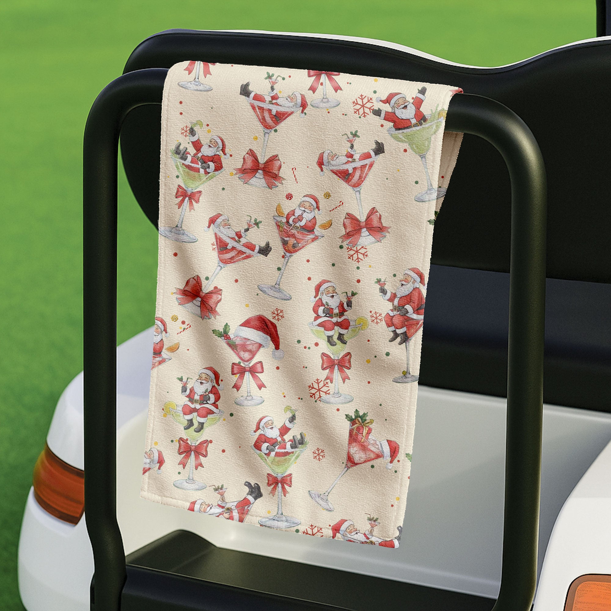 Santa Claus Margarita Christmas Golf Towels, Dad Golf Gift