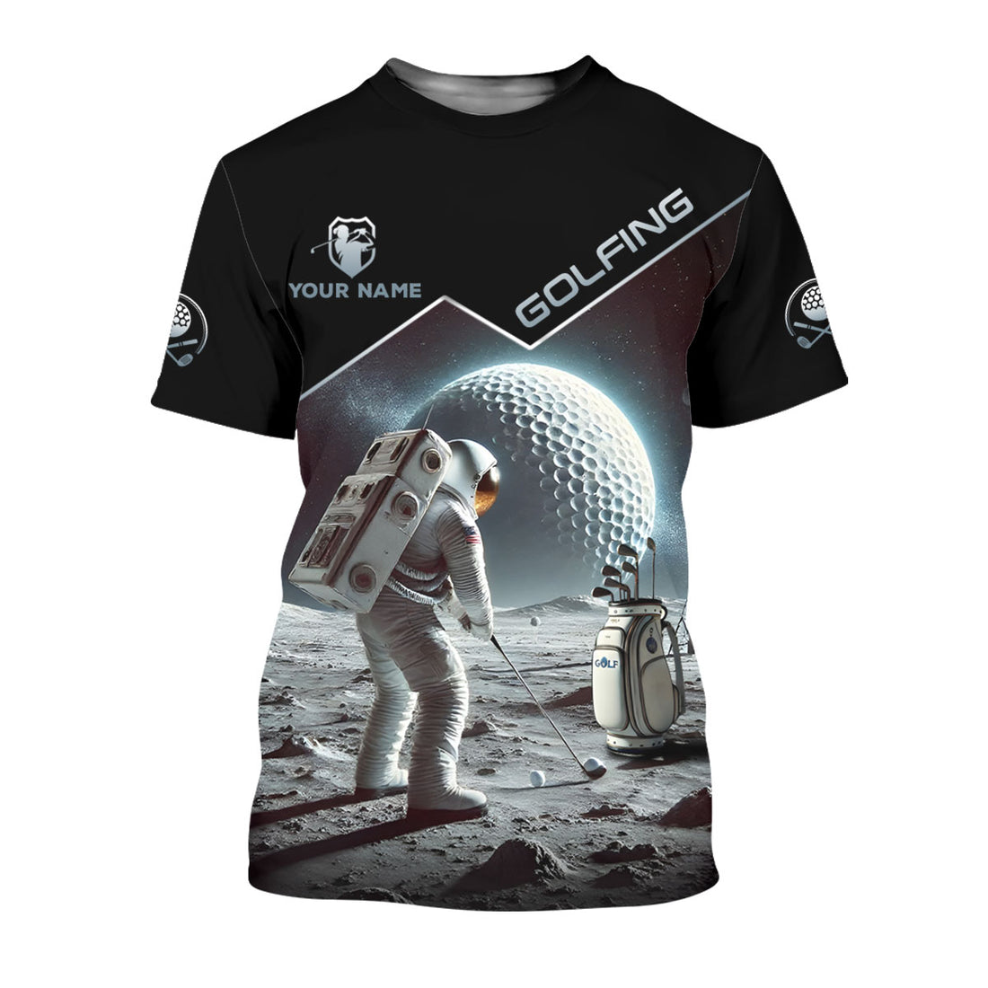 Outer Space Personalized Funny Men's Golf Polo Shirt, Christmas Golf Gift