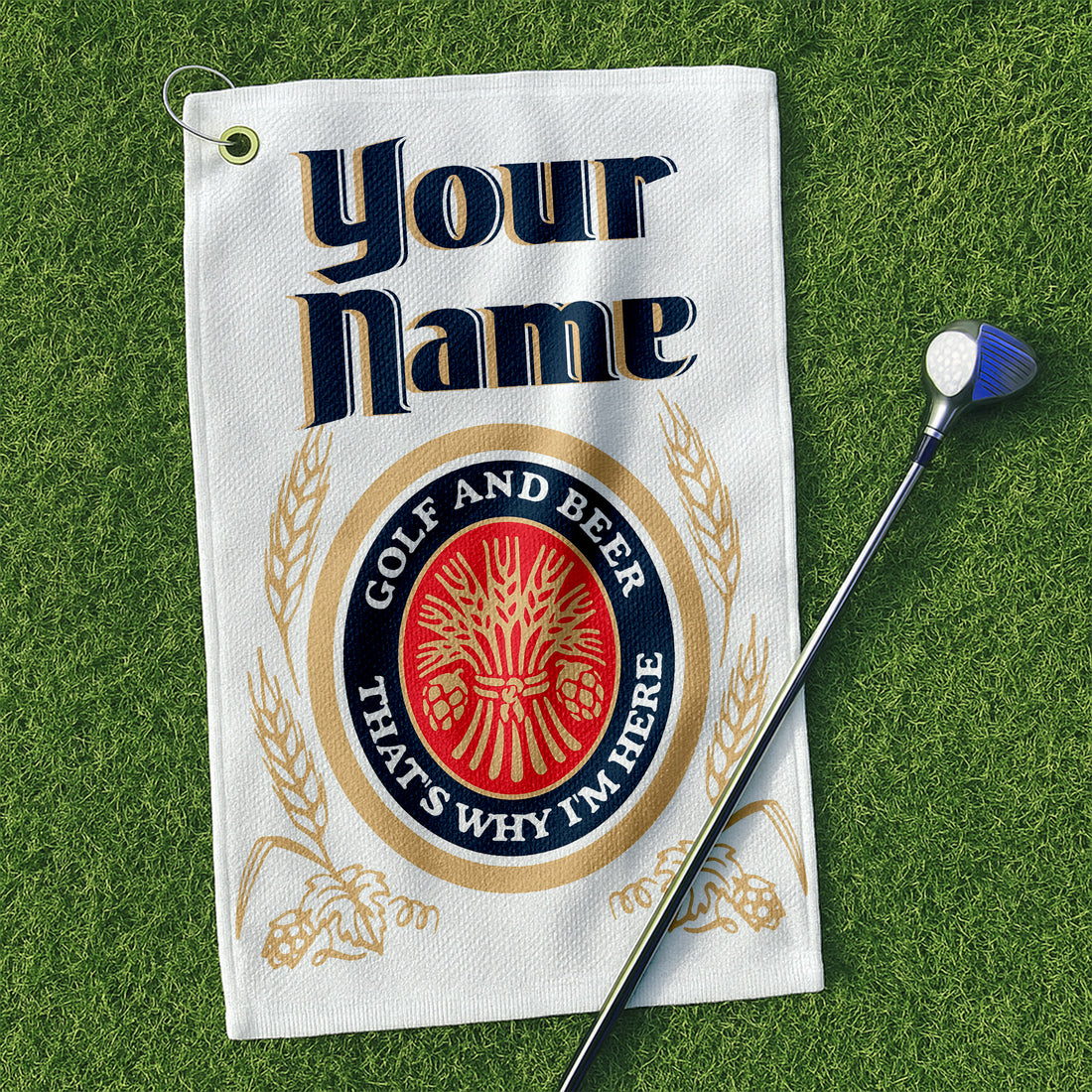 Golf And Beer That's Why I'm Here Golf Towel, Funny Golf Towel, Dad Golf Gift, Christmas Golf Gift