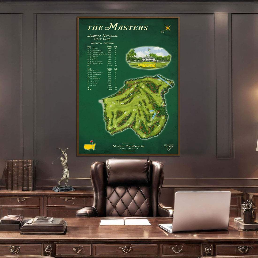 Golf Course Map Wall Canvas, Golf Wall Hanging, Golf Decor For Man Cave, Gift For Golfers