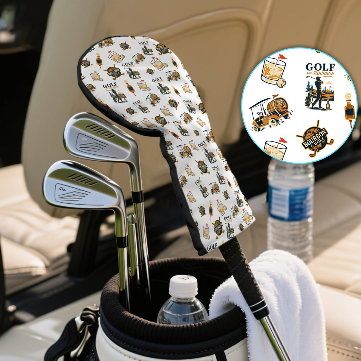 Bourbon And Golf Vintage Golf Head Cover - Funny Golf Gift - View 2