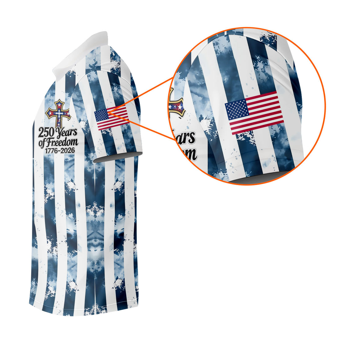 250 Years Of Freedom Golf Shirt, American Flag Polo Shirt For Men, Patriotic Independence Day Golf Shirt