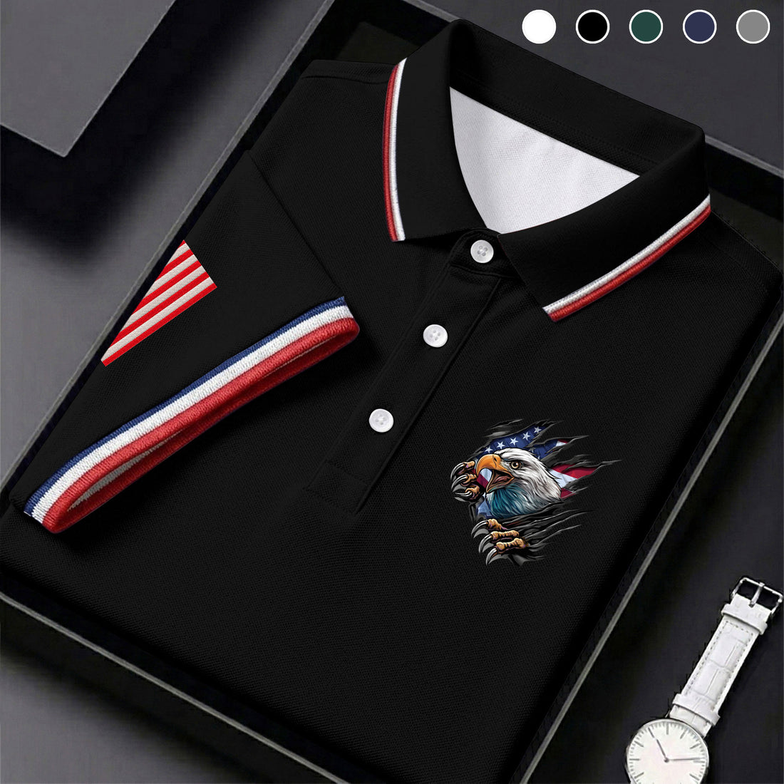 250 Years Of Freedom Golf Shirt, Patriotic Eagle Men's Polo Shirt, USA 250th Anniversary Golf Apparel