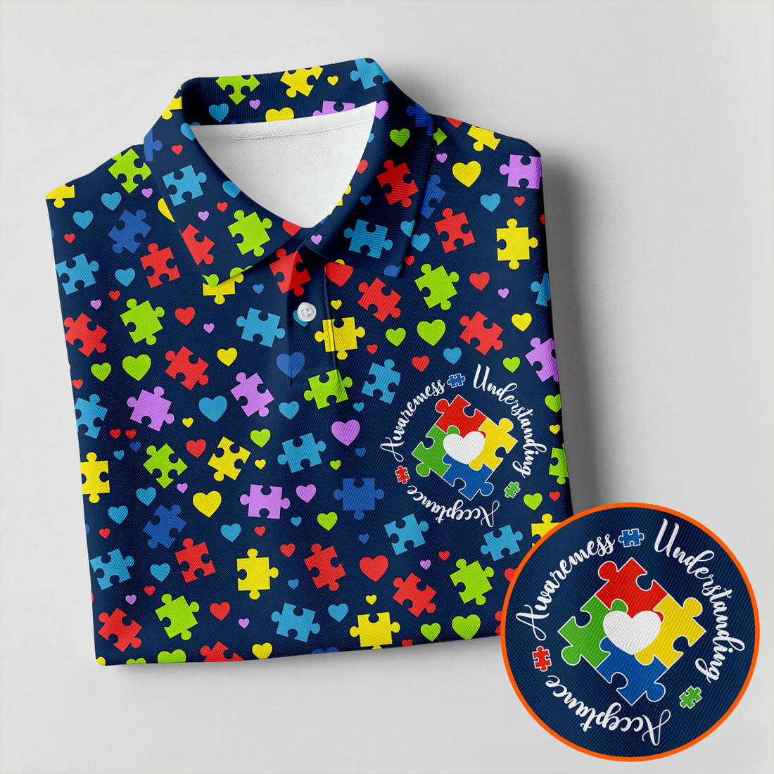 Awareness Understanding Acceptance Autism Navy Golf Shirt For Women, Ladies Golf Polos