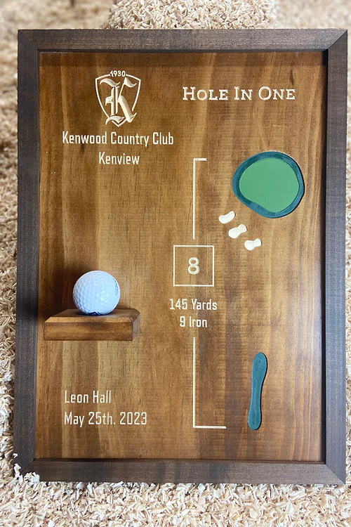 Hole In One Custom Golf Course Map, Golf Art, Golf Wood Sign, Gifts For Golf Lovers