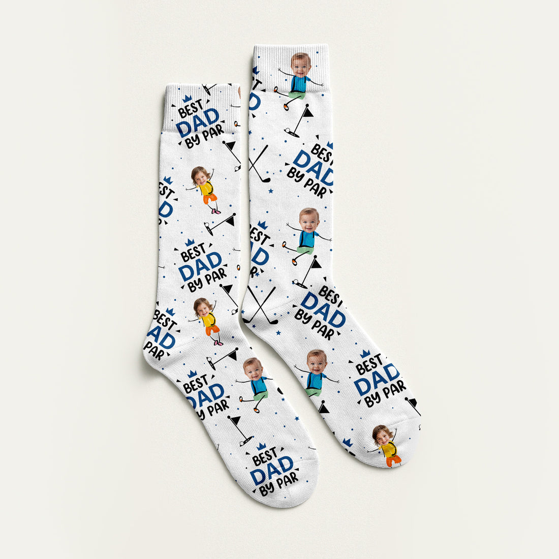 Best Dad By Par Custom Face Socks, Fun Socks For Men, Dad Golf Gift, Custom Father's Day Gift,