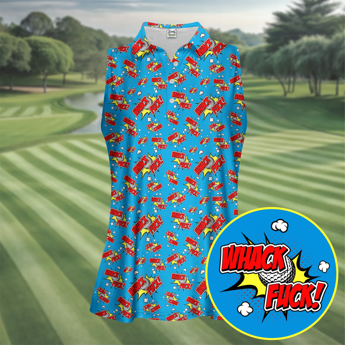 Funny Whack Fuck Comic Golf Ball Blue Polo Shirt, Hawaiian Golf Shirts, Golf Polo For Women