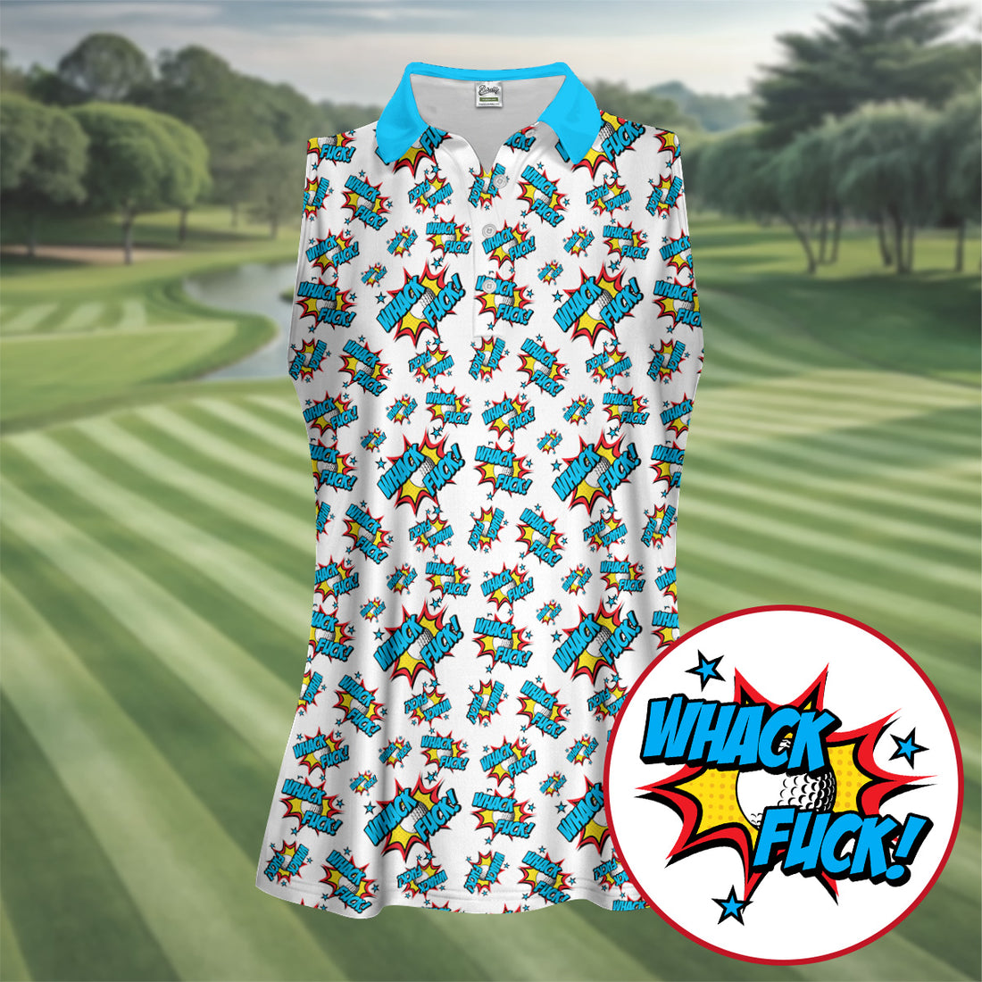 Funny Whack F*ck Comic Golf Ball Polo Shirt, Ladies Golf Shirts, Golf Polo For Women