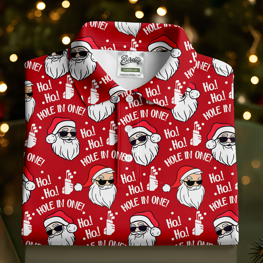 Ho Ho Hole In One Funny Santa Red Christmas Golf Tops For Men, Christmas Golf Shirt, Polo Shirts For Men