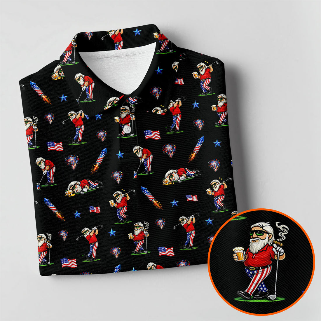 4th Of July Funny Man Golf And Beer Black Golf Shirt, Patriotic Golf Shirt, 250th Anniversary Women's Golf Tops