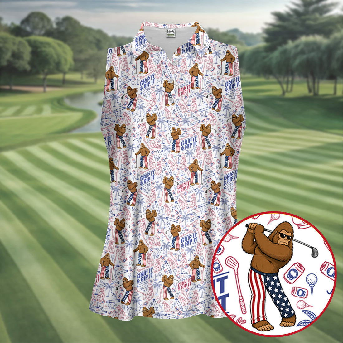 Funny Grip It And Rip It Bigfoot Golf Polo Shirt, Hawaiian Golf Shirt, Ladies Golf Tops