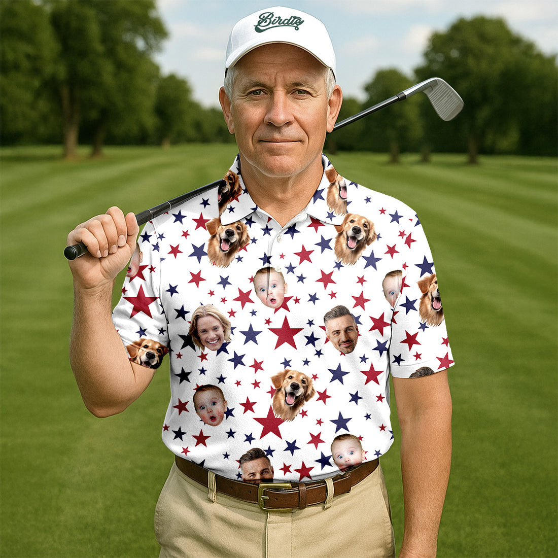 Custom Independence Days Shirts With Faces, 4th Of July Golf Polo, Men's Golf Polo Shirt, Independence Day Shirts
